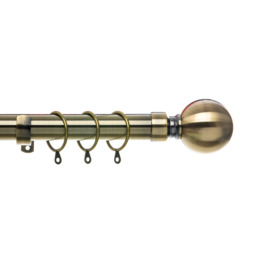 Adjustable Curtain Poles Ball End Finial - Antique Brass / 218cm - thumbnail 5