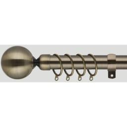 Adjustable Curtain Poles Ball End Finial - Antique Brass / 218cm - thumbnail 4