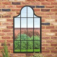 Arcus Window Metal Framed Arch Garden Wall Mirror - Black - image 1