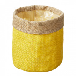 Yellow Hessian Plant Pot Cover - Yellow / 13cm - thumbnail 2