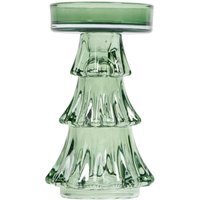 Glass Tree Pillar Candle Holder - Green - thumbnail 1