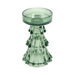 Glass Tree Pillar Candle Holder - Green - thumbnail 3