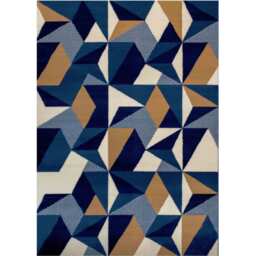 Diamond Geometric Living Room Rug - Navy / 170 x 120cm - thumbnail 5