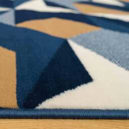Diamond Geometric Living Room Rug - Navy / 170 x 120cm - thumbnail 4