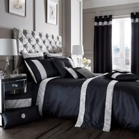 Luxury Onyx Duvet Cover and Pillowcase Set  - Black / Single