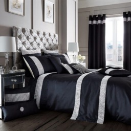 Luxury Onyx Duvet Cover and Pillowcase Set  - Black / Single - thumbnail 2