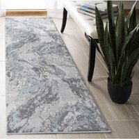 Emperor Picasso Modern Waterflow Abstract Area Rugs - Silver / 60x220 cm Runner - thumbnail 1