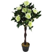 Artificial Cream Rose Tree Silk Flowers Indoor Decoration - Cream