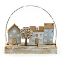 Wooden House Scene LED House Ornament - Neutral