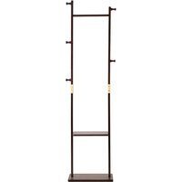 Modern Wooden Coat Stand with 5 Hooks - Walnut