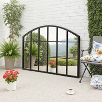 Decorative Grid Arched Wall Mirror with Antique Bronze Frame - Bronze