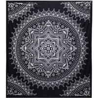 BW Double Cotton Bedspread  Wall Hanging Lotus Flower  - White & Black