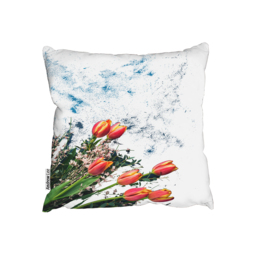 Flowers On Marble Outdoor Cushion - Blue / 60cm - thumbnail 2