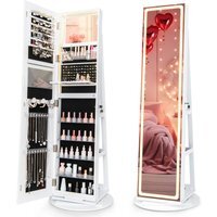 Swivel Jewellery Cabinet Lockable Armoire Jewellery  - White - image 1
