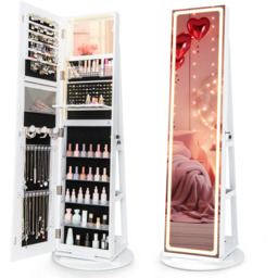 Swivel Jewellery Cabinet Lockable Armoire Jewellery  - White - thumbnail 2