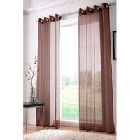 Eyelet Voile Curtain Panels - Chocolate / 137cm