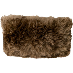 Long Hair Sheepskin Cushion - Brown - thumbnail 4