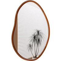 56CM Irregular Wooden Wall Mirror For Bedroom Living Room - Brown