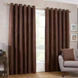Aspen Eyelet Curtain - Mocha / 168cm / 183cm - thumbnail 2