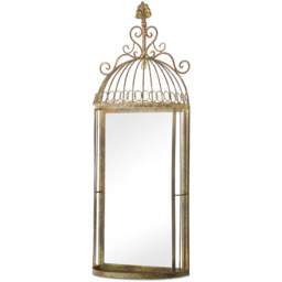 MirrorOutlet The Kirkby Rustic Metal Birdcage Shaped Decorative Wall Mirror - Green - thumbnail 3