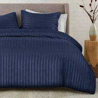 Satin Stripe Duvet Covers - Navy / Superking - image 1