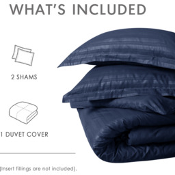 Satin Stripe Duvet Covers - Navy / Superking - thumbnail 2