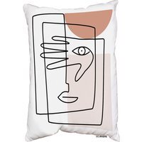 Line Drawing Of Face And Hand Outdoor Cushion - White - image 1