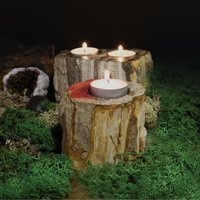 Petrified Wood Candle Holder Single Tall - Brown