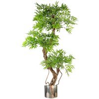 Leaf Realistic Artificial Japanese Fruticosa Ficus Tree - Green & Silver / 140cm / 60cm