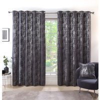 Agadir Jacquard Eyelet Curtains - Charcoal / 168cm / 229cm