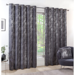 Agadir Jacquard Eyelet Curtains - Charcoal / 168cm / 229cm - thumbnail 2