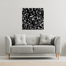 Geometric Shapes Repeating Canvas Print - Black / 114cm - thumbnail 2