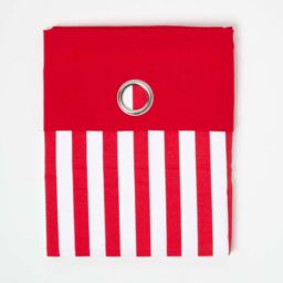 Thick Stripe Ready Made Eyelet Curtain Pair - Red - thumbnail 4