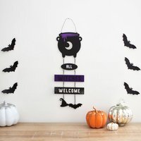 Witches Welcome Cauldron Sign - Black - image 1