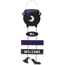 Witches Welcome Cauldron Sign  - Black - thumbnail 2