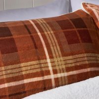 OHS Autumn Check Fleece Duvet Cover Set - Rust / 34cm / 2.3kg