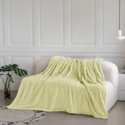 Snug Soft Chunky Ribbed Cord Plush Throw Blanket - Lemon / 150x200 - thumbnail 3
