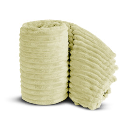 Snug Soft Chunky Ribbed Cord Plush Throw Blanket - Lemon / 150x200 - thumbnail 5