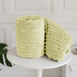 Snug Soft Chunky Ribbed Cord Plush Throw Blanket - Lemon / 150x200 - thumbnail 4