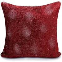 Velvet Soft With Glitter Sparkle Cushion - Red