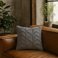Snowshill Set of 2 Handwoven Zig Zag Cushions - Grey