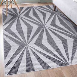 Valencia Modern Crystal Design Carved Area Rugs - Dark Grey / 60x220 cm Runner - thumbnail 3