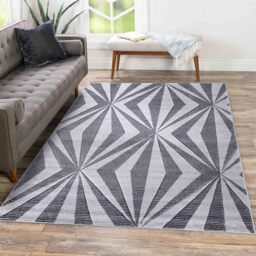 Valencia Modern Crystal Design Carved Area Rugs - Dark Grey / 60x220 cm Runner - thumbnail 4