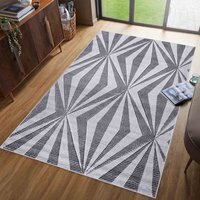 Valencia Modern Crystal Design Carved Area Rugs - Dark Grey / 60x220 cm Runner - thumbnail 1