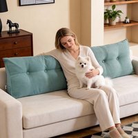 180cm Soft Polyester Fabric Wedge Headboard Pillow - Light Blue - thumbnail 1