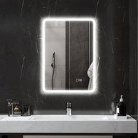 HOMCOM Bluetooth Bathroom Mirror with LED Lights Wall Mounted - Silver
