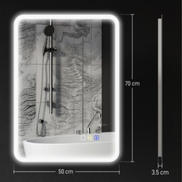 HOMCOM Bluetooth Bathroom Mirror with LED Lights Wall Mounted - Silver - thumbnail 3