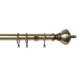25-28mm Vienna End Antique Brass Metal Curtain Pole Set - Antique Brass / 120cm - thumbnail 2