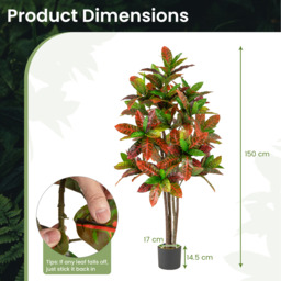 150cm Artificial Croton Plant - Green - thumbnail 5