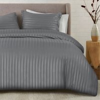 Satin Stripe Duvet Covers - Grey / King